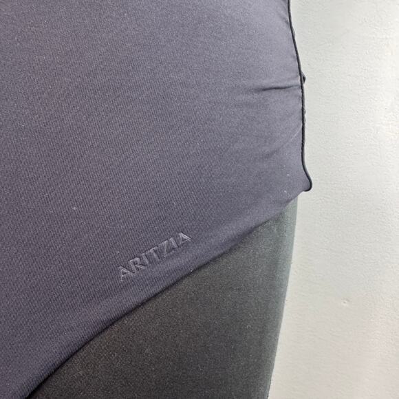 Contour Aritzia Black Bodysuit Square Neck Double-Layer Side Ruching SZ Large L - Picture 3 of 5